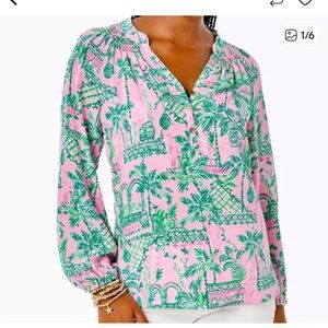 🩷Lilly P🩷 NWT Elsa Always Worth It Silk Top. Size L. Brand new!
